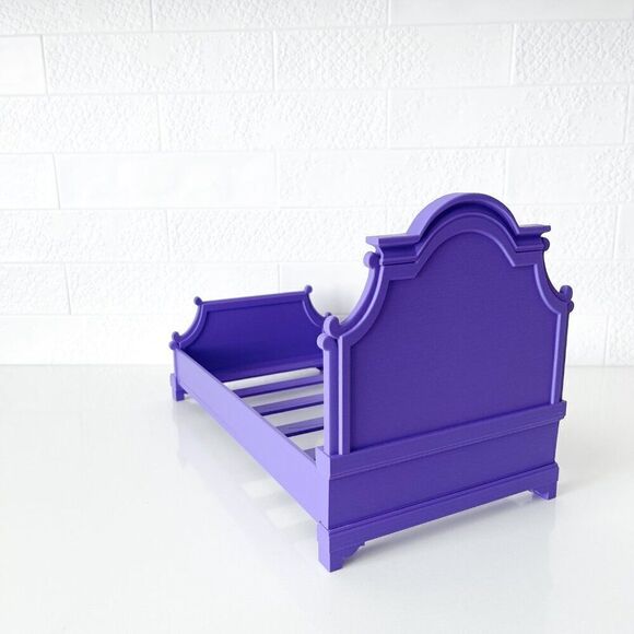 Purple Tufted Miniature Chesterfield Bed Queen Size 1:6 Scale Barbie Dollhouse - Picture 3 of 6